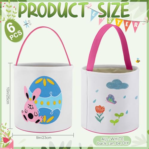 Image of Honeydak 6 PCS Easter Basket for Kids, Bunny Tote Bags Mixed Colors
