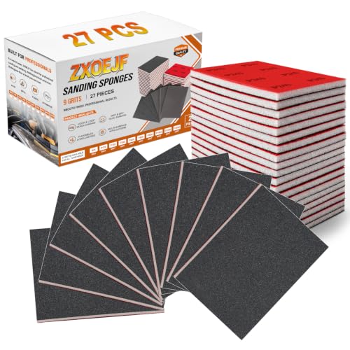 Image of 27 PCS 3x4 Inch Sanding Sponge, 240 Grit Sandpaper Pads Sanding Blocks Set