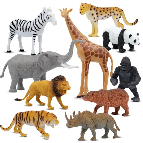 Beetots Safari Animal Figurines Set for Kids, 10 Piece...