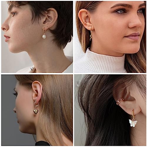 IFKM 24 Pairs Gold Hoop Earrings Set For Women 14K Gold Plated Hypoallergenic Chunky Chain Twisted Open Hoops Dangle Earring Packs For Birthday Party Christmas Fashion Jewelry Gift4