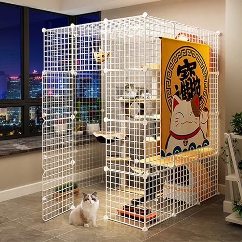 Parc pour chat en métal avec hamac cage intérieure modulable pour chatons