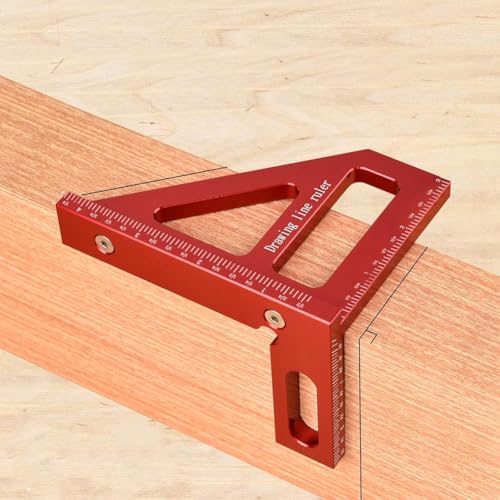 Image of Serplex Aluminum Alloy Woodworking Ruler 45 90 Angle Measuring Tool With Laser-Etched Markings, Multi-Template Design, Precision Carpenter Drawing Line Ruler For DIY & Professional Woodworking Task