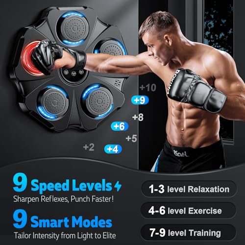 Vivedrre 2026 Upgraded Music Boxing Machine - Interactive Punching Trainer, Large Size Wall Mounted Electronic Boxing Target with Adult & Kids Gloves, 9 Modes & 9 Speeds for Adults & Kids by Vivedrre - Image 5