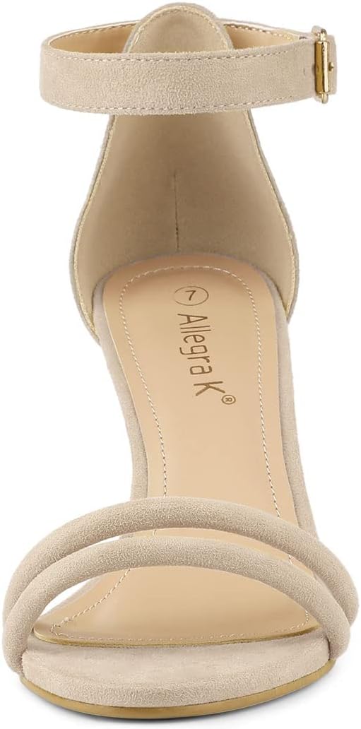 Allegra K Women's Kitten Heel Ankle Strap Beige Sandals - 6.5 M US - Image 2