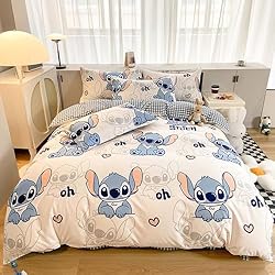 Ugg Edredon KGOSAUO Stitch Juego de ropa de cama infantil de 100 x 135 cm y funda de almohada de 40 x 60 cm, microfibra suave 3D Stitch, juego de ropa de cama para bebé