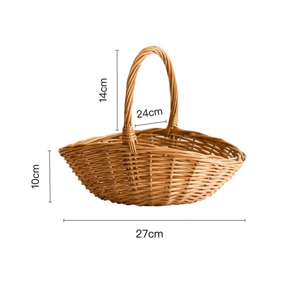 Cesta De Mimbre Pequeña Con Asa - Medidas 22x17x18 Cm, Color Madera, Ideal Para Decoración, Picnic O Cocina