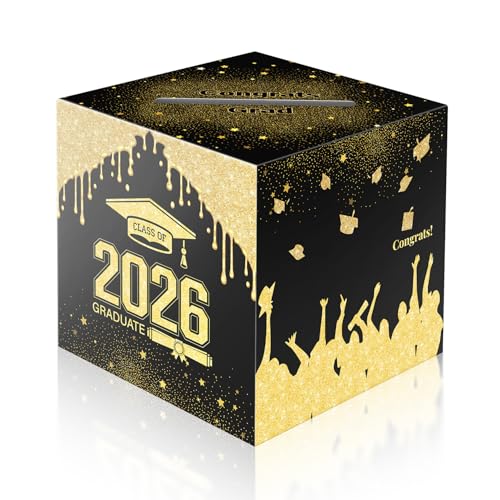 Image of 2026 Graduation Card Box Holder, Envelope Receiving for Grad Congrat Decoration Box, Graduation Party Celebration Black