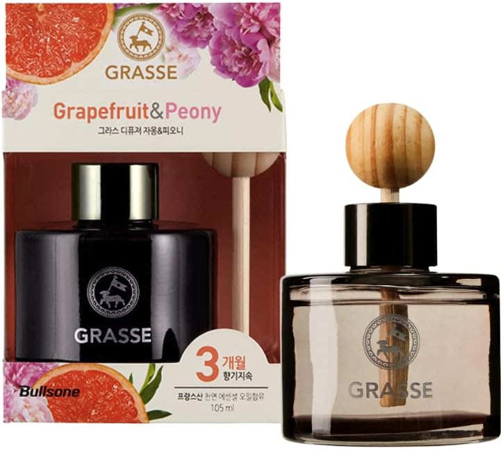 Bullsone Grasse Diffuser, Natural Car Air Fresheners, Luxury Car Perfume - Gfruit & Peony Scent