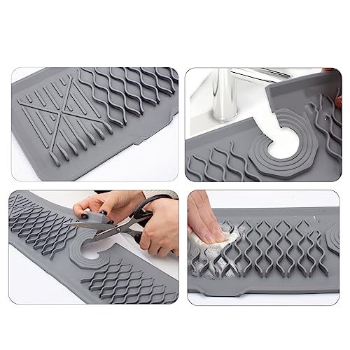 Tapis de drainage réutilisable pour évier et porte-savon gris