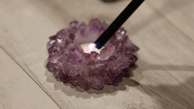 Handgemachter Amethyst-Teelichthalter – Natürlicher Kristall-Cluster Für Meditation, Chakra & Liebesenergie