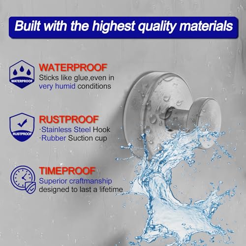 image for Bntuk Suction Cup Hooks for Shower, Removable Towel Hooks for Bathroom