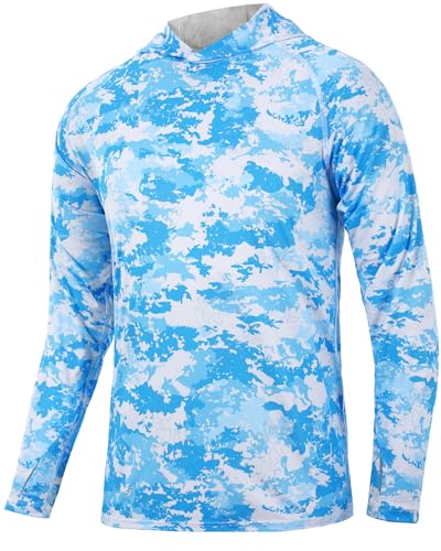 Image of FISHEAL Men's Camo Fishing Hoodie, UPF 50+ Long Sleeve Sun Protection Shirt