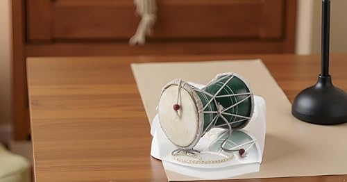 Miniatura 6 de Juego de instrumentos de percusión de tambor de mano de 5 pulgadas, hecho a mano, tradicional, auténtico, madera y cuero, clásico indio, dumroo,