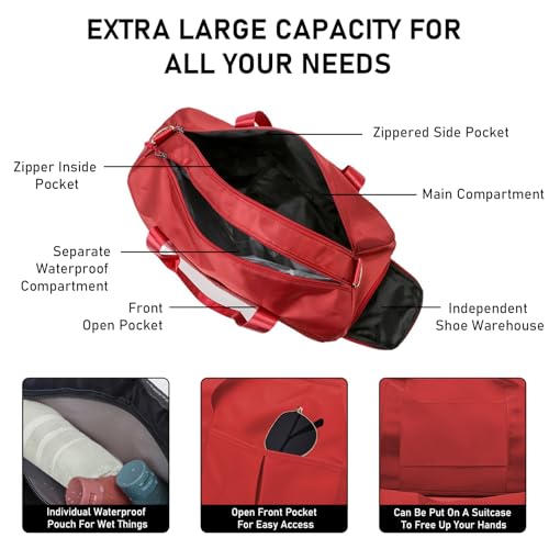 Personalized Gym Bag, Embroidered Travel Bag with Trolley Sleeve, Waterproof Sports Bag with Shoes Compartment, Duffle Bag for Men Women Weekender Bag Overnight Bag (Black)3