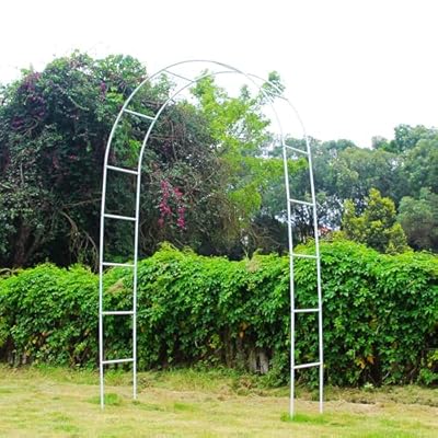 7.9 Ft H x 4.6 Ft W White Metal Pergola Arbor for Various Climbing Plant Wedding Garden Arch Bridal Party Decoration Wide Arbor
