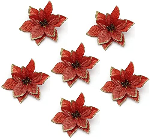 Noël 6pcs Flash Fleur Artificielle Bijoux Arbre de noël Guirlande décoration fête Mariage Office1 Festival décoration Ornement Cover