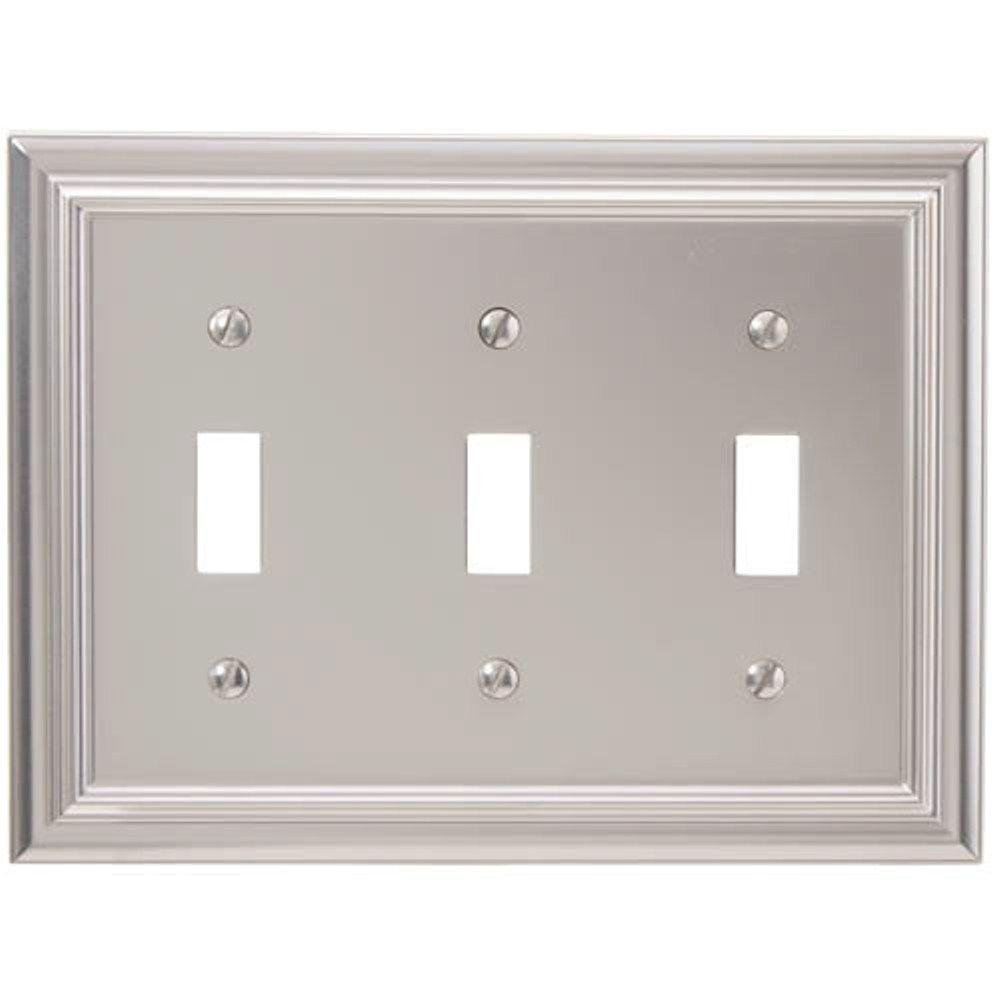 Plaque triple interrupteur de luxe Amerelle Continental en nickel