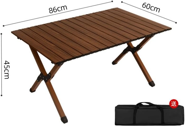 JSEIAJB Processing Outdoor Chicken Rolls Table Folding Table Wood Grain Table Camping Barbecue Picnic Table(86x60x45cm)