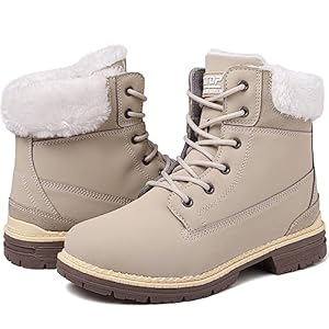 ziitop Womens Snow Boots Waterproof Winter Boots Fur Lined Warm Hiking Boots Ladies Lace Up Walking Boots Anti-Slip Lightweight Outdoor Ankle Boots