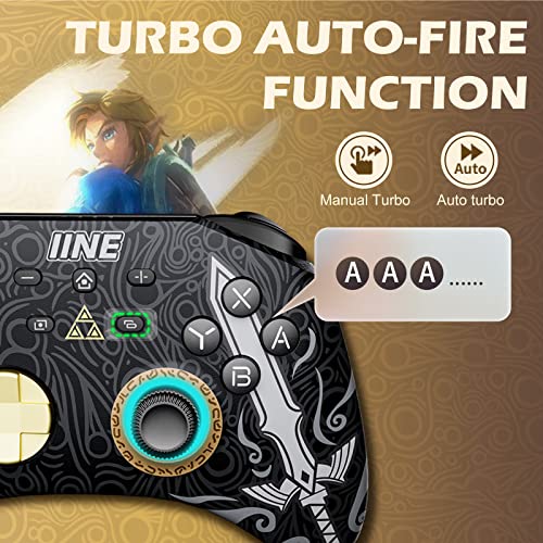 IINE Wireless Switch Controller, Switch Pro Controllers for Nintendo Switch/Lite/OLED, Switch Remote Gamepad with Headset Jack/RGB Light/Macro Setting/Wake up/Turbo/Adjustable Dual-Motor Vibration - Image 5