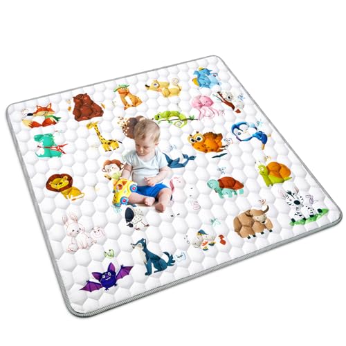 Safotad Baby-Play-Mat 50''x50'' Baby Floor Play Mat Non-Slip One-Piece Crawling Mat Foldable & Machine Washable, Suitable for Playpen Babies and Toddlers Infants Tummy Time Activity (Woodland Animal)