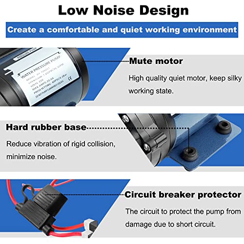12V Water Pump, 7Gpm, 60 Psi, 𝐃𝐢𝐚𝐩𝐡𝐫𝐚𝐠𝐦 𝐏𝐮𝐦𝐩 With 1/2" Fnpt Port, Hy-70601T, With Filter And Adapter, Black. #TOP4