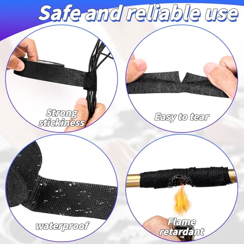 Image of Wire Harness Tape Bulk, 1-Inch by 50 ft (20-Pack) Adhesive High Noise Resistance Heat Proof Chemical Fiber Fabric Electrical Tape for Automotive Electrical Wrap Protection Insulation Cable Fixed