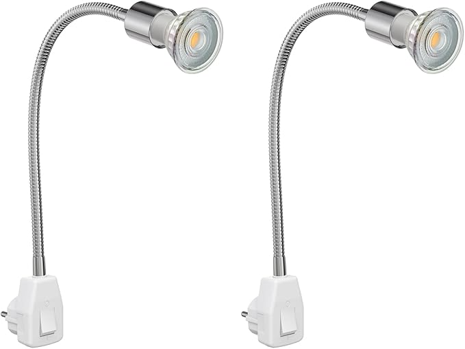 ledscom.de ledscom.de 2 st. fittinglamp LESCH leeslamp zwanenhals, chroom/wit, incl. GU10 LED (warm wit, 7,6W, 1103lm, 33°)