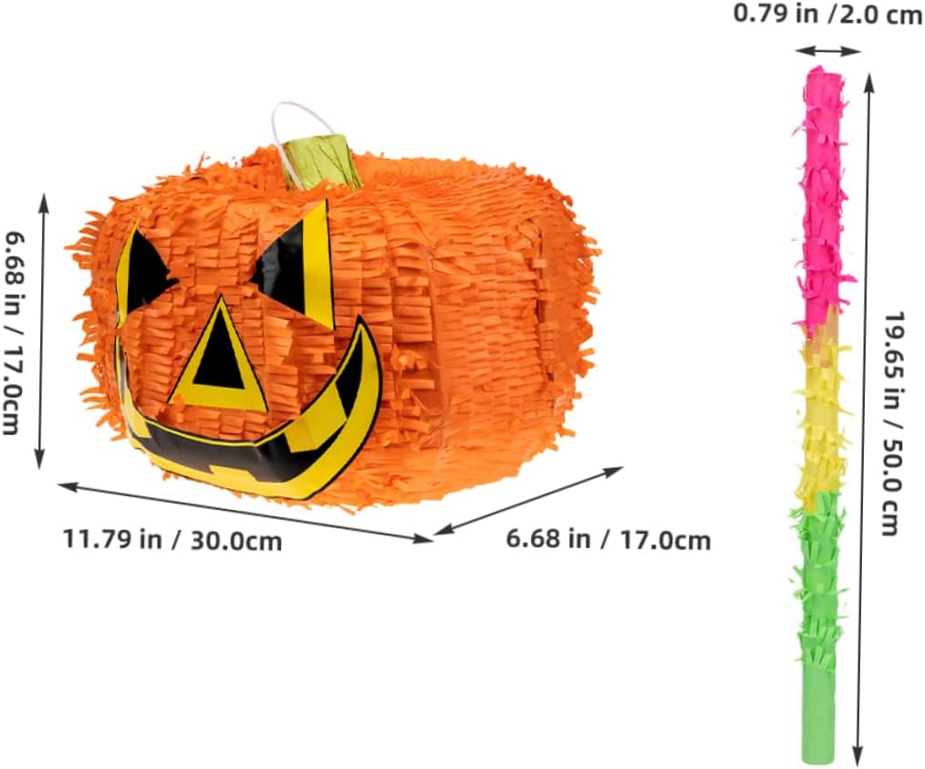 1Set Halloween Pumpkin Pinata with Stick for Parties Gatherings and Festive Decorations Design for Fun Pinata Games Unique Halloween Adornment