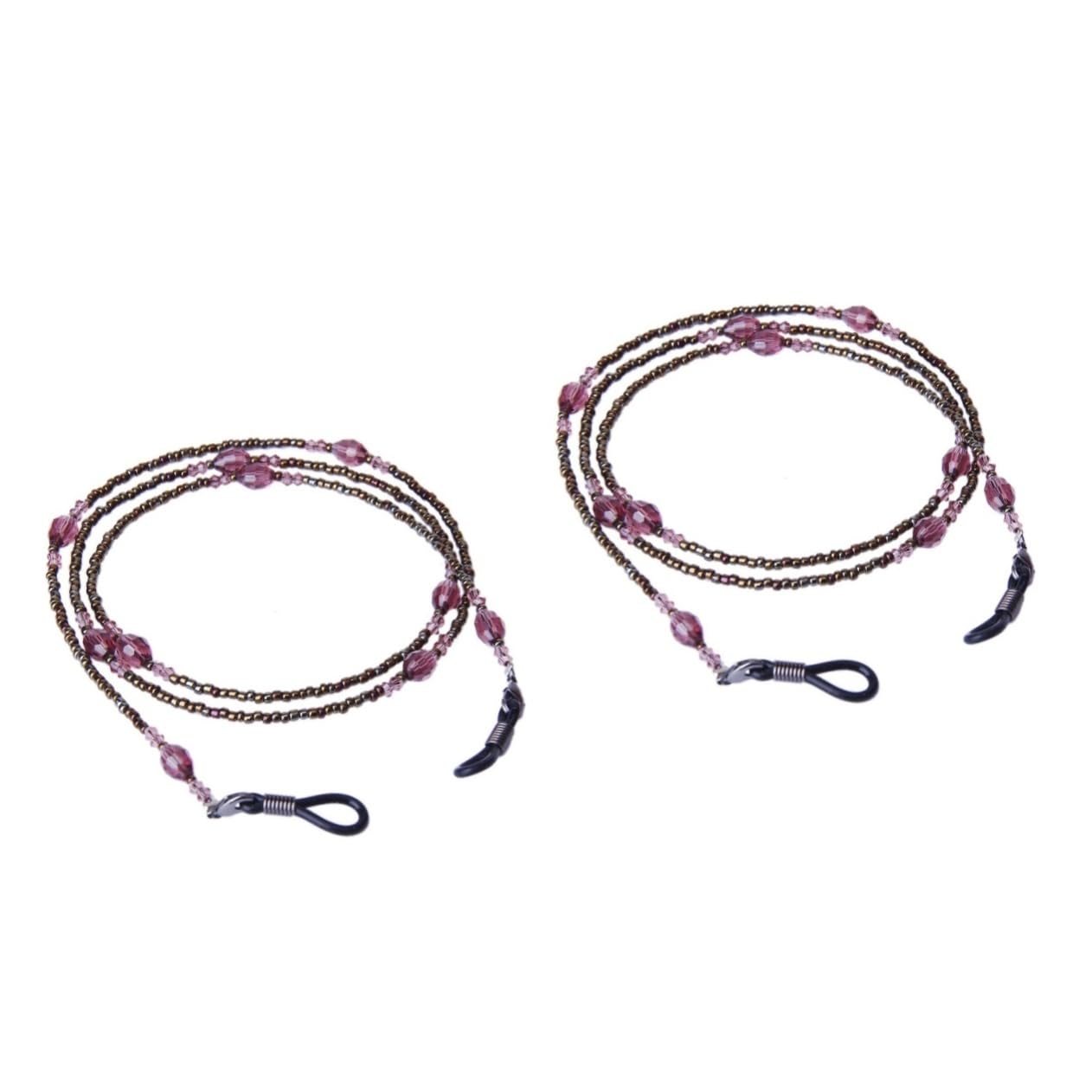 GALPADA 2 Piezas cadena de anteojos cadena de cristal estilo bohemia cadena de gafas rosa