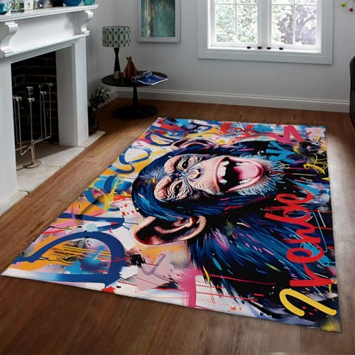 Tapis antidérapant grand singe pop art 60x120 lavable pour salle à manger - 2