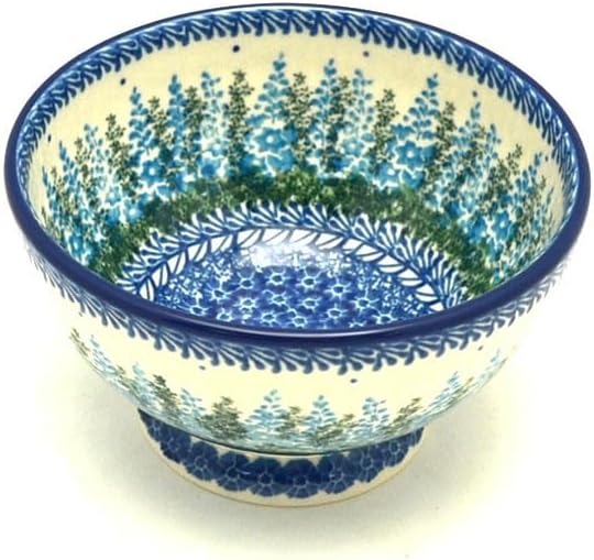 Polish Pottery Bowl - Pedestal - Small - Virginia Blue Bells