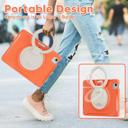 Étui pour iPad Pro 11 coque antichoc orange avec poignée rotative