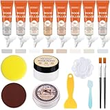 SEISSO Wood Repir Kit, 8 Colors Touch up Fillers, Wood Putty with Wood Polish Wax - Restore Stains, Scratch, Cracks, Hole, Hardwood Furniture Repair Kit for Cabinet, Floor, Door, Table