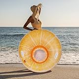 CYFIE Colchoneta Piscina, Hamaca de Agua Flotante para Adultos, Colchón Hinchable para Piscina, Mar y Tomar el Sol, Flotador Redondo Piscina con Red y Soporte para Bebidas, Diámetro de 120cm Naranja