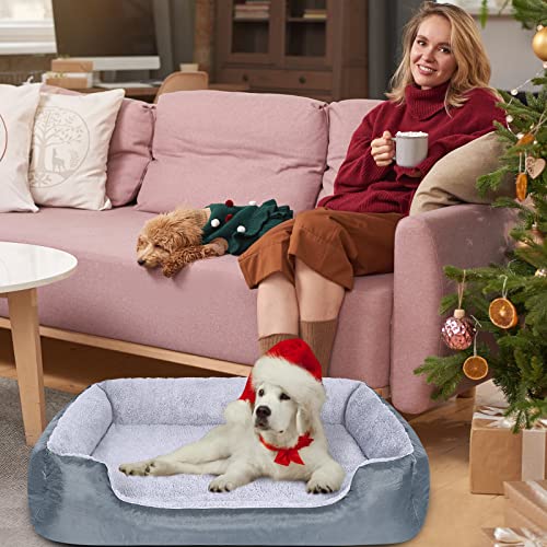 Xuemi Orthopedic Dog Beds For Medium Dogs, Rectangle Dog Sofa Beds With Washable Cover, Soft Memory Foam Pet Bed For Small Dog With Non-Slip Bottom Grey #TOP5