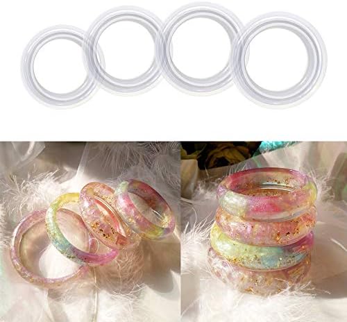 VERTTOP Better Quality DIY 4 PCS Different Size Liquid Bracelet Silicone Mould Mold Round for Resin Curve Bangle Bracelet Jewelry Making Casting Mould Handmade Craft