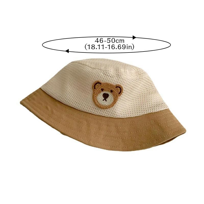 Sombrero de pescador de bebé sombrero de cubo de verano lindo oso malla transpirable sombreros de sol al aire libre playa pescador gorra
