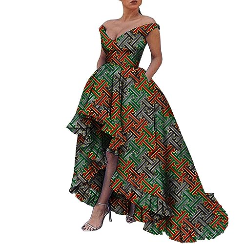 Image of iooiooi African Dresses for Women Party Robe Plus Size Print Dashiki Dinner Dress