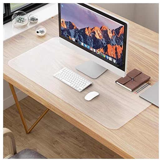 NATRKE Clear Desk Mat Pad, 32"x16" Large Transparent Desk Protector Mat Plastic Desk Mat, 1.5mm PVC Translucent Waterproof Non-Slip Clear Writing Desk Pad Blotter for Desktop for Home Office