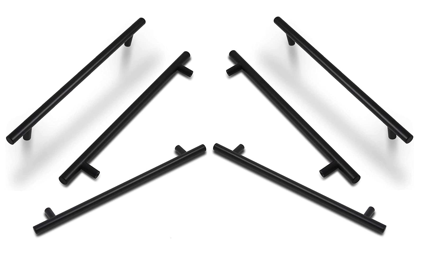 6 Maniglie Per Mobili A Barra T - Acciaio Inox Nero, Lunghezza 350 Mm, Fori 224 Mm, Per Cassetti E Armadi - Foto 7