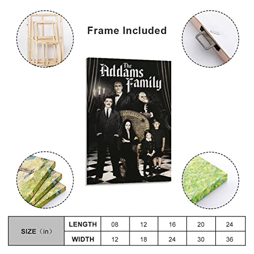 The Addams Family Vintage Horror Movie Posters Black And White Posters Cinema Garage Halloween Decor Canvas Wall Art Prints For Wall Decor Room Decor Bedroom Decor Gifts 24X36Inch(60X90Cm) Frame-Sty #TOP1