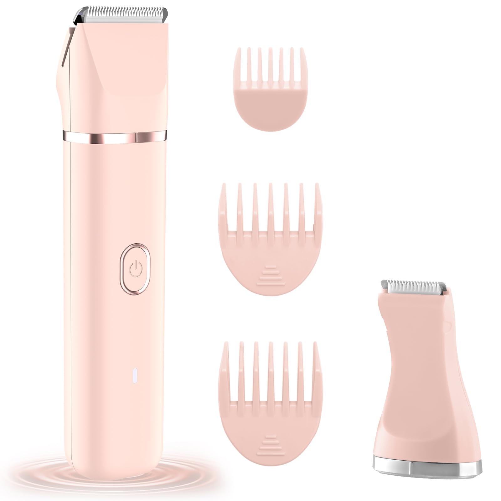 All-in-One Women‘s Trimner | 2-in-1 Rechargeable Bikini Trimmer for Women & Trimmer for Women Private Part | Painless Body & Facial Hair Remover (Pink)