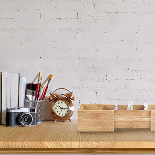 Relaxdays Karteikasten DIN-A8 Bambus, Visitenkarten Organizer, zum Ausziehen, H x B x T: ca. 5,5 x 13 x 30 cm, natur