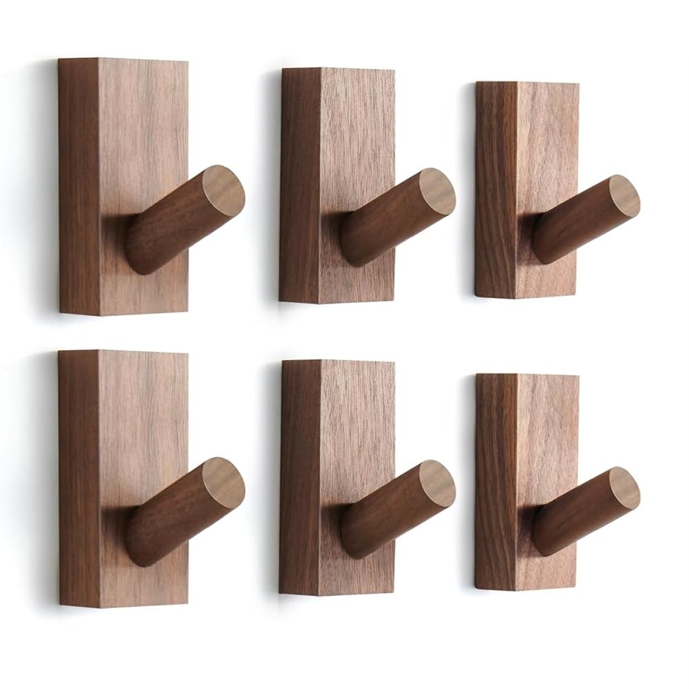 Hndhbfgrt 6 Pack Retro Wooden for Decorative Key Holder, Hat Rack, Stocking Wall Hangers for Bathroom Entryway Closet Hooks