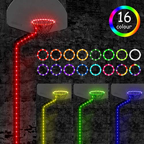 Waybelive LED Basketball Lights Set,Remote Control Basketball Rim&Pole LED Light, Change Color by Yourself, Waterproof,Super Bright to Play at Night Outdoors,Good Gift for Kids