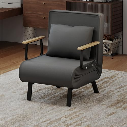 Fabulcozy Canapé Lit Convertible 1 Place Fauteuil Lit Réglable, Housse Amovible Coussin Moelleux,...