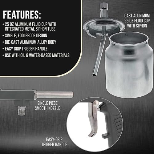 Sandstrahler Luftspritzpistole Set, Sandstrahlen für Luftkompressor, Sandstrahlpistole Druckluft mit Aluminiumtopf Druckgusslegierung Gehäuse zum Schleifen Polieren Rostentfernung