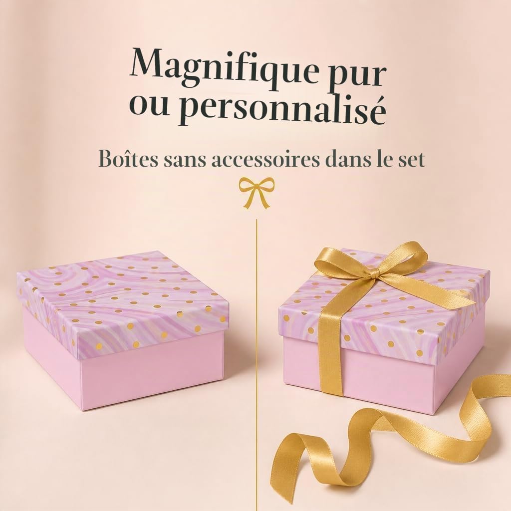 Lot de 8 boîtes cadeaux - Lot de 8 boîtes cadeaux - Pour Noël, anniversaire, mariage, environ 22,5 x 22,5 x 8 cm (multicolore avec pois dorés)
