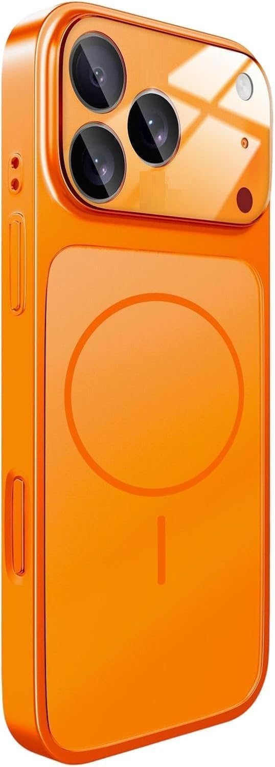 Midkart Case Compatible with iPhone 17 Pro 6.3 inch Release 2025 Glass Matte Cover Protective with Camera Protection, Orange